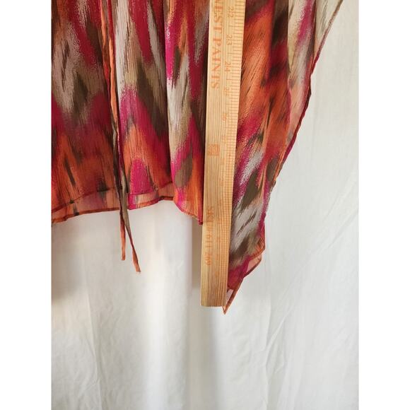 Michael Kors Tunic Top Coverup Size L/XL Colorful Red Pink Orange Tan Coastal - Picture 3 of 6